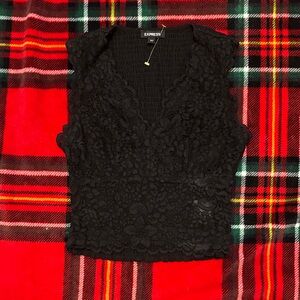 Express Black Floral Lace Top